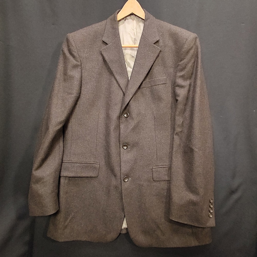 Oscar de la Renta Cashmere Wool Sport Coat 43L Brown 3 Button Blazer Jacket